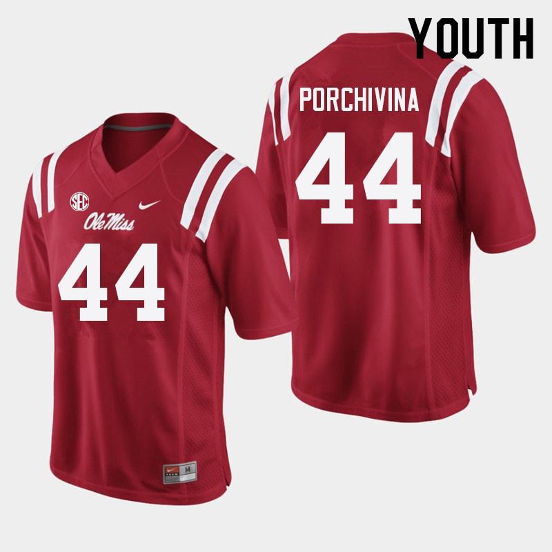 John Porchivina Ole Miss Rebels NCAA Youth Red #44 Stitched Limited College Football Jersey OFE8858WW